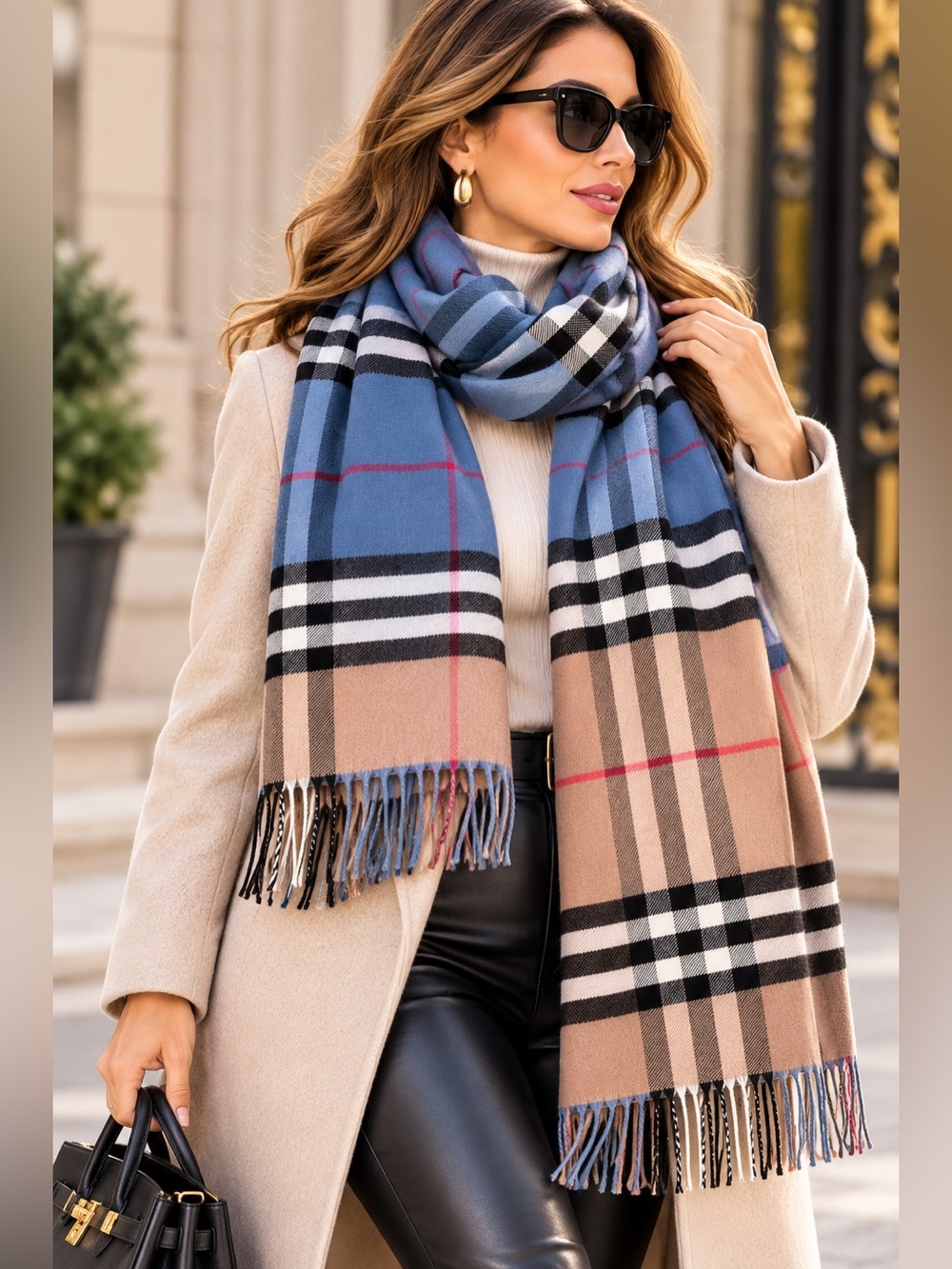 New Without Tags – Cashmere & Silk Plaid Scarf